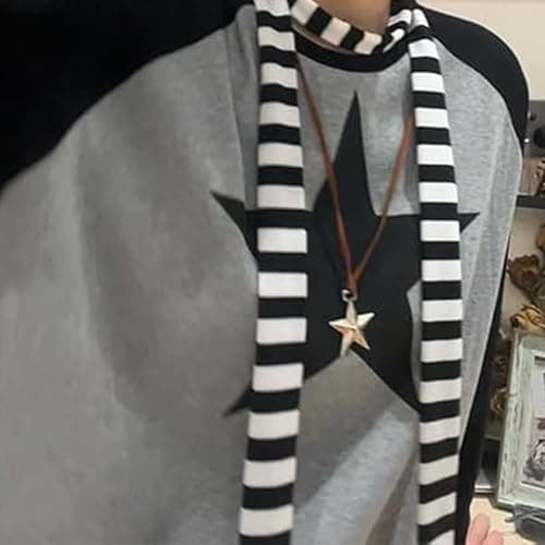Pooyikoi Y2K Pullover T-Shirts Women Contrast Patchwork Grunge Harajuku Clothes Full Sleeve Preppy Long Sweats Tops thumbnail 5