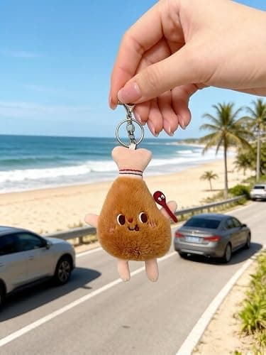 FRCYQI 3 Pieces Cute Food Plush Car Keychains Set, Birthday Gifts | Fried Chicken Burger French Fries Design, Soft Stuffed Doll Bag Charm with Keyring for Friends thumbnail 4