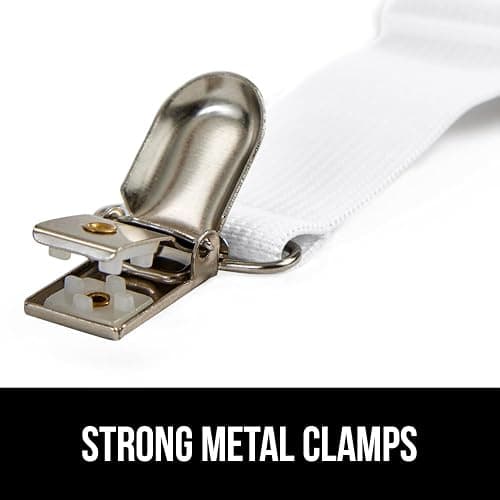 GORILLA GRIP Patent Pending Bed Sheet Holders, Adjustable Elastic Fasteners with Metal Clips, Keep in Place Fitted Bedding Straps, Firm Tight Suspenders for Mattress, US Designed, 4 Pack White thumbnail 9