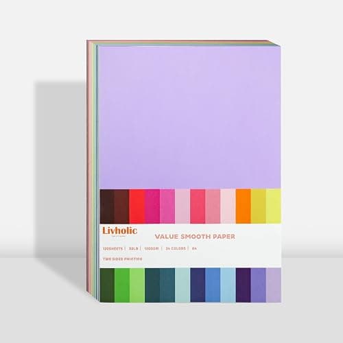 Livholic 120 Sheets Colored Card Stock Printer Paper, 120 GSM 32 lb 24 Colors Pastel Construction Paper for Scrapbook Office Printing DIY Craft 8.3x11.6 Inch (120GSM) thumbnail 3