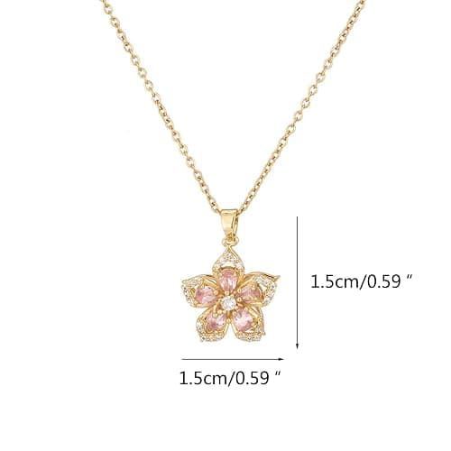 YZYDF Rotating Bauhinia Zircon Flower Pendant Collarbone Chain Temperament Simple Neck Chain Adjustable Copper Chain Necklace thumbnail 4