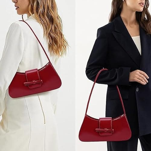 Demiawaking Damen Umhängetasche, Coquette Schleife Geldbörse für Frauen, Y2k Hobo Handtaschen, Trendy Clutch Geldbörse Leder Unterarmtasche - Rot thumbnail 2