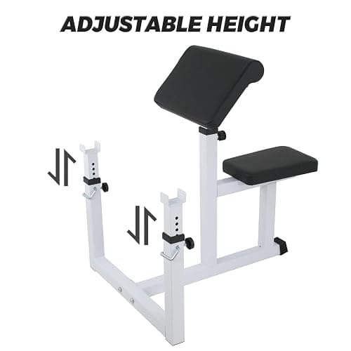 BBBuy Adjustable Arm Preacher Curl Bench Bicep Strengh Bench Seated Strenghthen Training Isolated Barbell Dumbell Biceps Station for Home Gym thumbnail 7