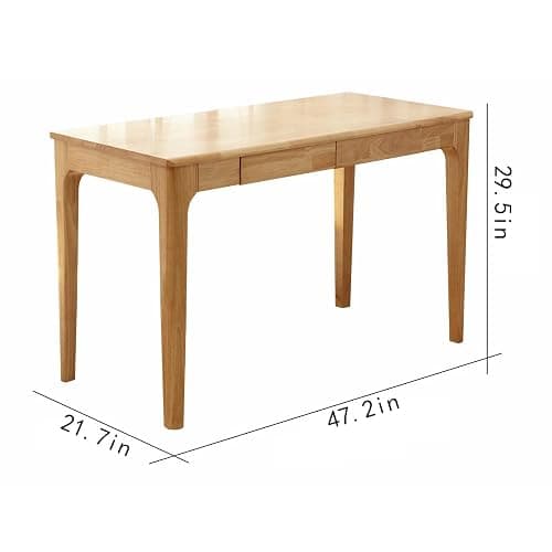 ODCVKRT Solid Wood Desk with Drawers, Small Computer Desk for Small Spaces, Gaming Study Home Office Desks for Work, Student PC Desk for Bedroom, Escritorios para Cuartos (Wood Color, 47inch) - Image 1