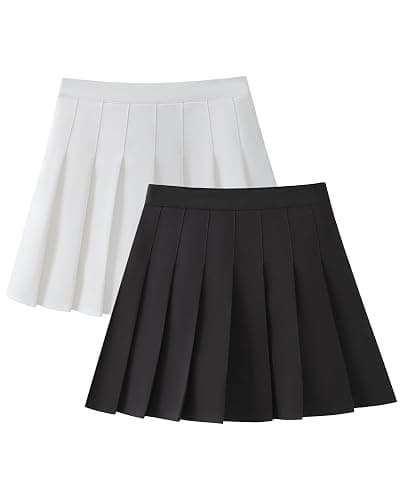 SCKTOO Womens Girl High Waisted Pleated Tennis Skirt School A-Line Skater Skirts with Lining Shorts - Image 1