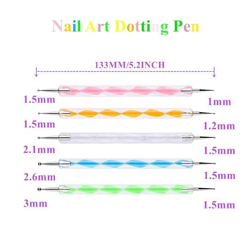 5 pc 2 Way Dotting Pen Tool Nail Art Tip Dot Paint Manicure kit (5PC) thumbnail 2
