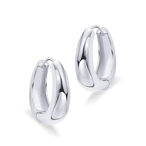 PAVOI 14K Gold Plated 925 Sterling Silver Post Small Chunky Hoops Earrings | Thick Lightweight Gold Hoop Earrings for Women thumbnail 3
