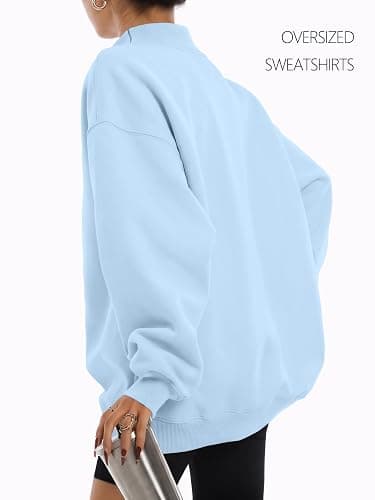 Trendy Queen Womens Mock Neck Sweatshirts Oversized Pullover Fall Outfits | Fall Fashion Clothes 2026,Airport Travel Outfits,Long Sleeve Tops,Trending Soft Fleece,Casual Work Hiking Lounge Clothing thumbnail 4