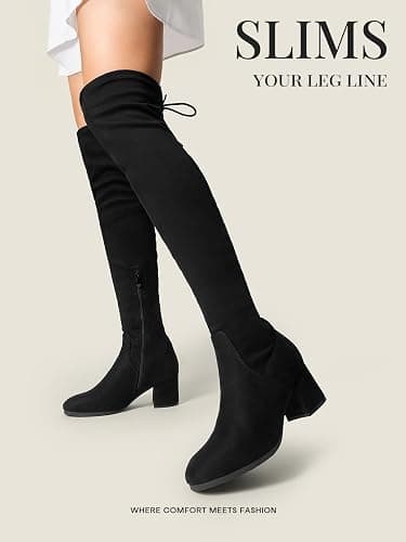 DREAM PAIRS Women's Laurence Over The Knee Thigh High Chunky Heel Boots Long Stretch Sexy Fall Boots thumbnail 5