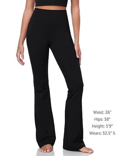 HeyNuts Harmony Flare Leggings 29"/30.5"/32.5"/34.5" | High Waisted, Wide Leg, Bootcut, Yoga, Casual, Lounge, Tummy Control, Compression, Buttery Soft, Inner pocket, for Women thumbnail 3