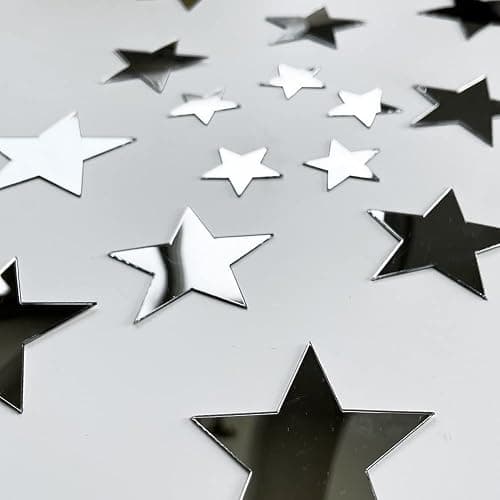40Pcs Silver Stars Acrylic Mirror Wall Stickers with Adhesive Art Decal Satin Paper Baby Kids Bedroom Home DIY Decor Removable Stickers (Silver Stars) thumbnail 3