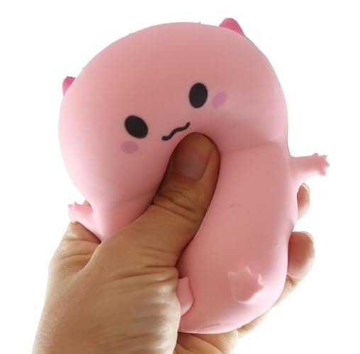 4 Axolotl - Soft Creamy Doh Filled Squeeze Stress Balls - Sensory, Fidget Toy Super Soft (All 4 Color Axolotls) thumbnail 8