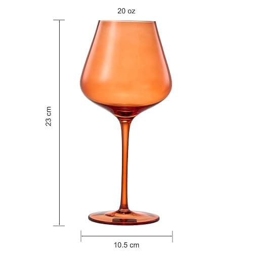 Khen Sunset Colored Crystal Wine Glass Set of 5, Large 20 OZ Glasses, Bright Italian Style Tall Stemmed Drinkware for Red & White Wine, Water Dinner Glasses, Color Beautiful Glassware - (Stemmed) thumbnail 3