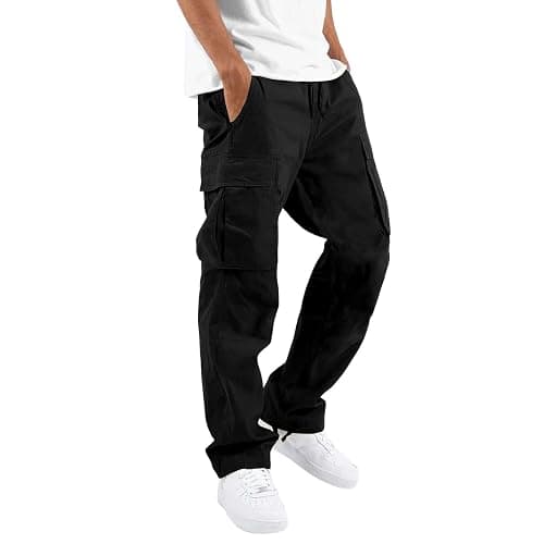 THWEI Mens Cargo Pants Casual Joggers Athletic Pants Cotton Loose Straight Sweatpants - Image 1