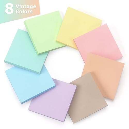 Sticky Notes 3x3inch, 8 Pads Self-Stick Notes, 8 Pastel Multi Colors with Gray Note Pads, Suitable for School, Home, Office, 80 Sheets/Pad - 8 Pastel Colors thumbnail 4