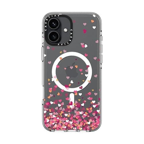 CASETiFY Clear iPhone 16 Plus Case [Not Yellowing / 6.6 ft. 3X Military Grade Drop Protection/Compatible with Magsafe] - Confetti Hearts - Clear thumbnail 5