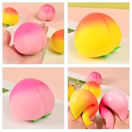 Peach Squishies, Peachs Fruit Slow Rising Soft Toy, Realistic Peach Shaped Fruit Squeeze Balls, Flexible Fidget Toys Decompression Gift for Adults Kids thumbnail 9