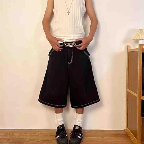 Ethbox Men's Jeans Street Hip-hop Embroidered Shorts Loose Denim Shorts Y2K Jeans thumbnail 2