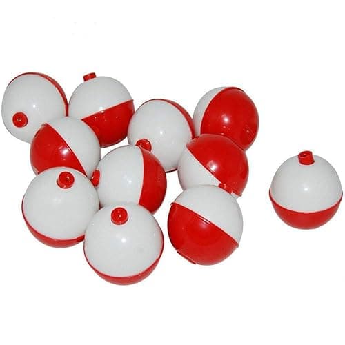 50Pcs Fishing Bobbers Floats,1 inch Hard ABS Bobber for Fishing Snap-on Round Fishing Floats Red and White Fishing Bobbers Bobs Fishing Party Decorations - Image 1
