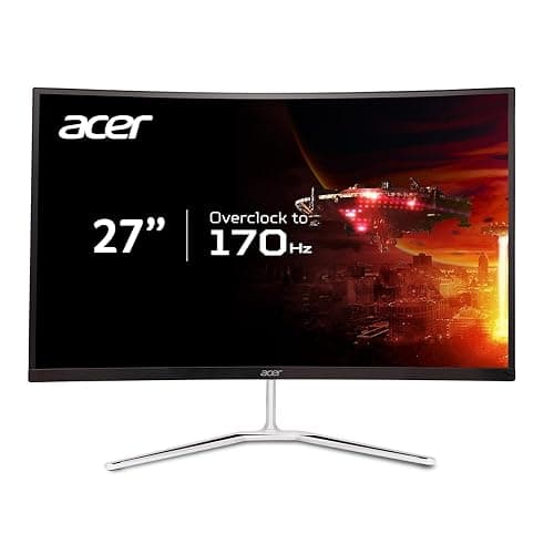 Acer 27" WQHD 2560 x 1440 1500R Curved PC Gaming Monitor | AMD FreeSync Premium | Up to 170Hz Refresh | 1ms VRB | VESA Mount | HDR10 | 1 x Display Port 1.2 & 2 x HDMI 2.0 | EDA270U Pbmiipx | Silver - 27-inch - WQHD - Image 1