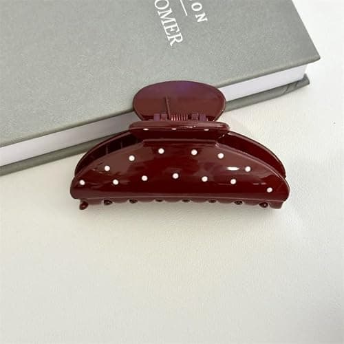 Red Polka Dots Hair Clips Cute Winter Hair Claw Clip Polka Dots Design Valentine's Hair Jaw Clips Nonslip Acrylic Hair Clamps Medium Acrylic Hair Barrette Fall Winter Fashion Hair Clips for Women thumbnail 8