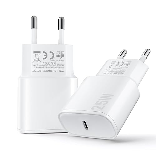 Chargeur USB C, 2 Pack 25W Prise USB C Rapide Secteur Mural Alimentation Adaptateur pour iPhone 17 16 15 14 13 12 11 Pro Max XR XS Tablette Ordinateur Portable - Image 1