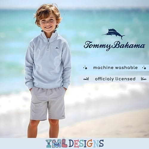 Tommy Bahama Boys Pullover Quarter-Zip Long-Sleeved Sweater & Shorts Set, Casual 2-Piece Back to School Outfit for Kids thumbnail 4