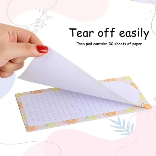 AZUREAL 8 Pack Magnetic Notepads for Refrigerator, Magnetic Notepads for Refrigerator, Flower and Fruit Design Grocery List Pad for Fridge, Full Magnet Back Shopping Lists, 30 Sheets Per Note Pads thumbnail 4