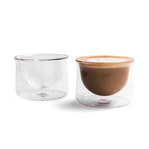 FLUR Latte Glass (Set of 2): For Lattes and Milk Drinks - Makes Latte Art Easier - Double-Walled Borosilicate Glass - Handmade - 7oz (Clear) - Image 1