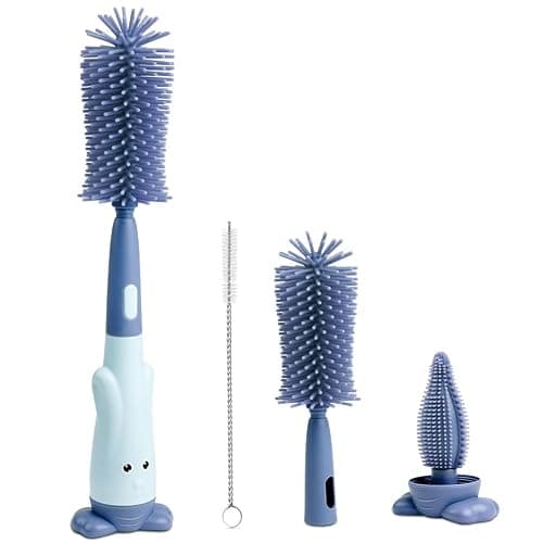 Vicloon Baby Bottle Brush, 3 in 1 Bottle and Teat Cleaning Brush, Silicone Bottle Cleaner Brush for Cleaning Water Bottles Baby Bottles Glass Cup Thermoses - Image 1