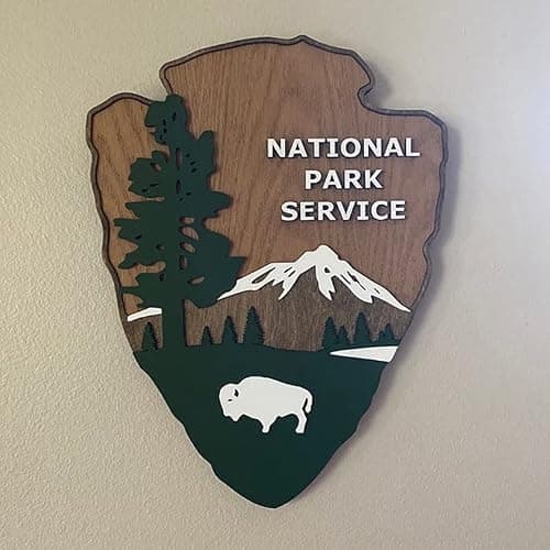 National Park Service Sign Arrow Head Antique Park Sign Wood Carved Sign Courtyard Garden Home Wall Mounted Decor for Indoor and Outdoor thumbnail 6