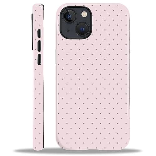 ilikediy for iPhone 13/14 Case,HL2 Polka Dot Pink Hybrid 2 Layer Hard Shell Silicone Protective Pattern Design Case - Image 1