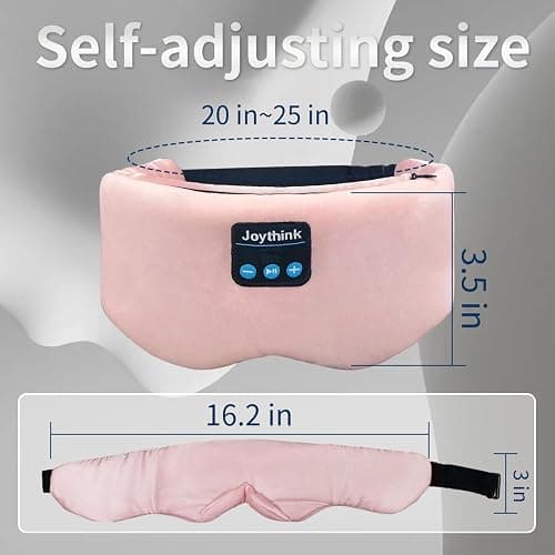 Joythink Weighted Eye Masks Bluetooth Sleep Mask Headphones Silk Wireless Bluetooth Headband for Side Sleepers Blackout for Airplane Travel Men Women Pink thumbnail 8