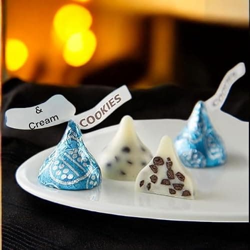 Cookies & Cream Kiss -1.5 lbs Blue Foil Individually Wrapped Kiss for Halloween, Birthdays, Christmas, Easter Parties, Events, and Candy Buffets - Classic Kiss White Chocolate and Crunchy Cookie Bites, Perfect for Sharing(24 oz) thumbnail 5