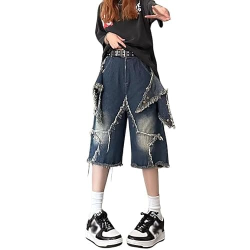 OTEEGX Y2K Baggy Jean Shorts for Women Men Denim Pants Star Y2k Jorts Girls Aesthetic Summer Clothing Grunge thumbnail 2