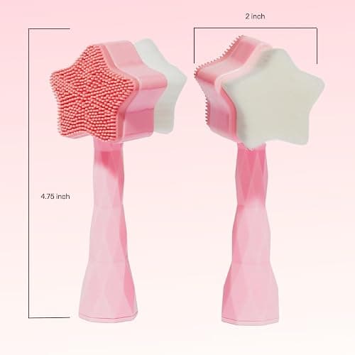 No Mo-Stache All Star Face Brush -Manual Facial Cleansing Brush, 2-in-1 Skin Care face Brush, Silicone Facial Scrubber Manual Dual Face Wash Brush for Deep Pore Exfoliation Massaging Skin Exfoliator thumbnail 4