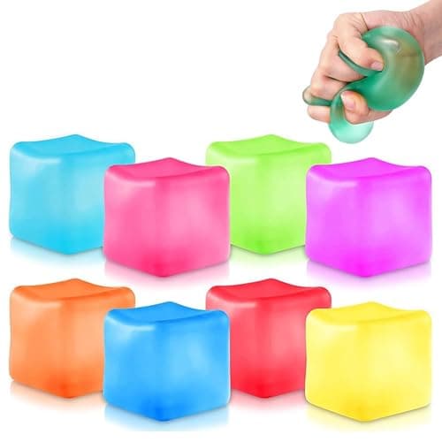 8Pcs Mini Sugar Fidget Cubes, Kids Ice Cube Squishy Sensory Toys Jelly Square Stress Squeeze Ball for Autism Adhd Adults Babies Children Boys Girls Holloween Christmas Birthday Party Bag Gifts - Image 1
