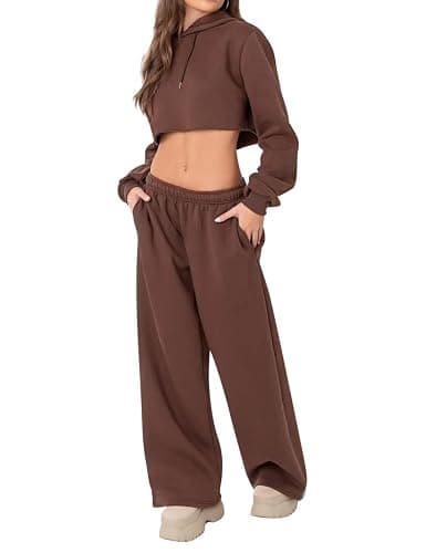 HeSaYep Women's Fleece Lined Sweatpants Wide Leg Thermal Winter Warm Baggy Sweat Pants with Pockets thumbnail 5