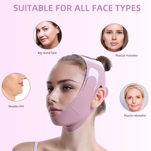 ROWMATE Graphene V-Line Mask Chin Up Mask V Shaped Face Mask Chin strap for sleeping,Jawline Shaper,Lilac,Small thumbnail 7