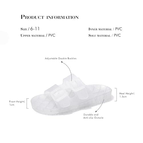 FUNKYMONKEY Women's Comfort Slides Double Buckle Adjustable Plastics Flat Sandals thumbnail 6