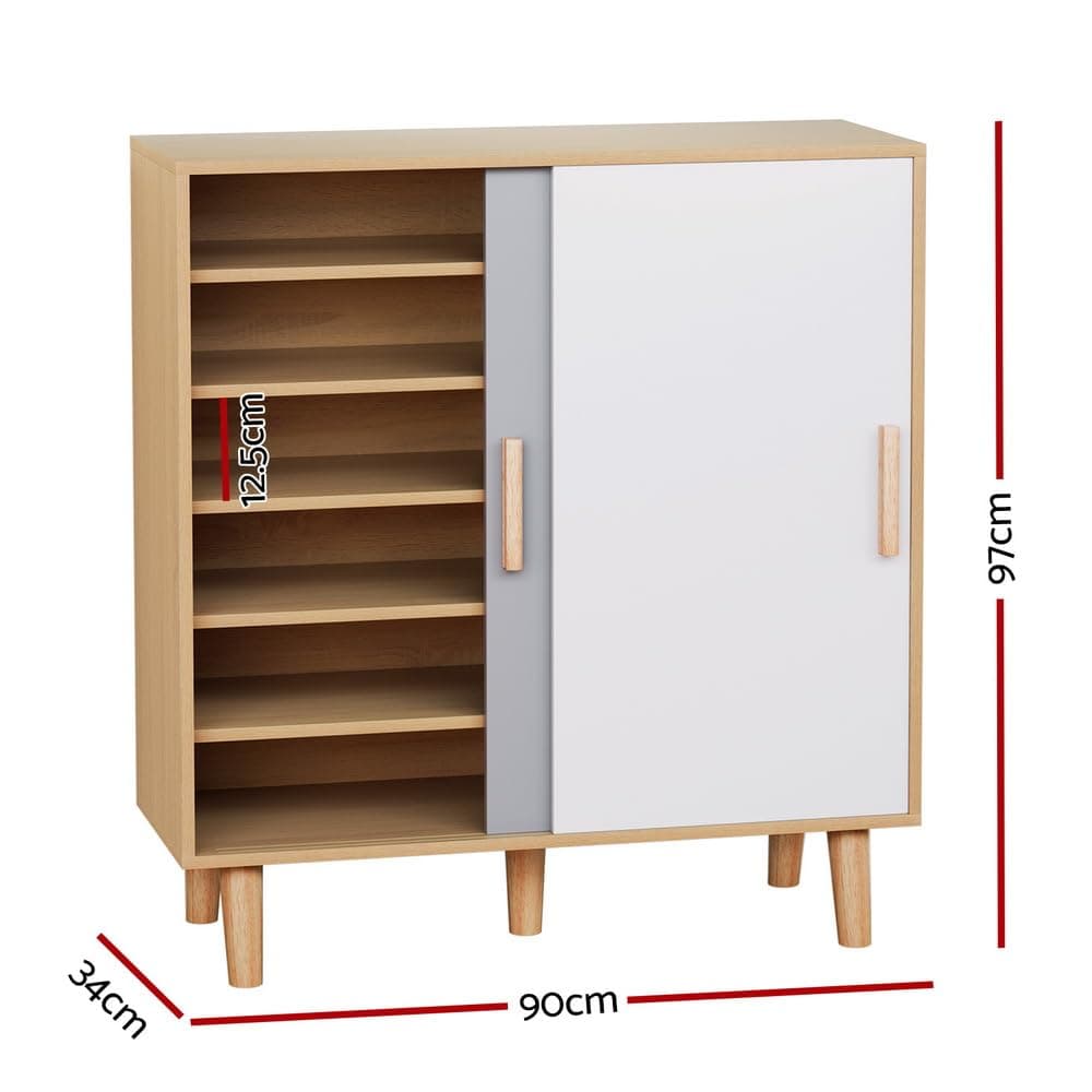 Artiss Shoe Cabinet Shoes Storage Rack 30 Pair Organiser Sliding Doors 6-Tier thumbnail 2