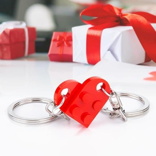 BOBIPRO Couples Matching Stuff Gifts - Red Heart Keychain, Matching Couple Heart Keychains Decorations Christmas Valentines Day Gifts for Boyfriend Girlfriend thumbnail 5