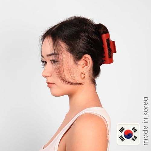 Mello Hair Claw Clip – Flexible Hair Clip for All Hair Types, Durable Strong Hold, Non-Slip Matte Finish, Claw Clips for Girls & Women, Perfect for Everyday Hair Styling, Made in Korea (Red) thumbnail 2