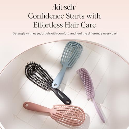 Kitsch Detangler Brush – Flexible Curly Hair Brush for Women, Men & Kids | Detangling Hairbrush with Bendable Frame and Ultra-Smooth Bristles for Wet or Dry Strands - Soft Violet thumbnail 8