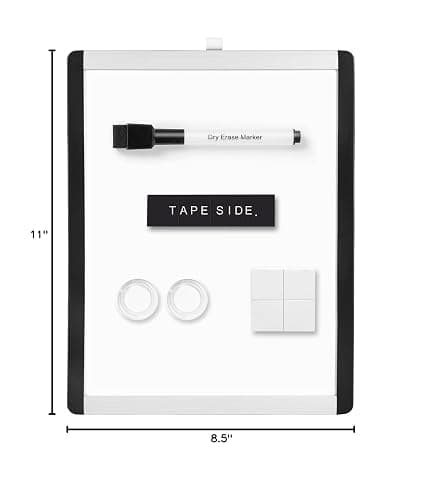 Amazon Basics Small Dry Erase Whiteboard, Magnetic Whiteboard with Marker and Magnets, 8.5" x 11", Plastic/Aluminum Frame thumbnail 3