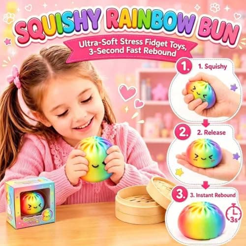 Big Rainbow Dumpling Squishy Mystery Box, Squishies Dumplings Soft Squeeze Desk Toy, Giant Jumbo Squishy Toys for Stress Relief Gifts Party Favors for Adults thumbnail 3