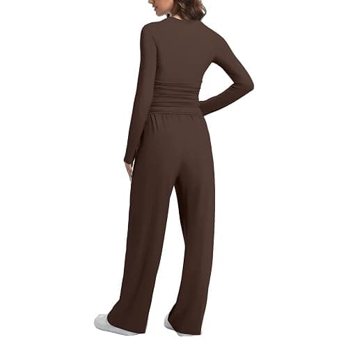 2 Piece Lounge Sets for Women Fall Outfits Long Sleeve Wide Leg Tracksuits Womens Casual Loungewear Two Pcs Matching Set thumbnail 2