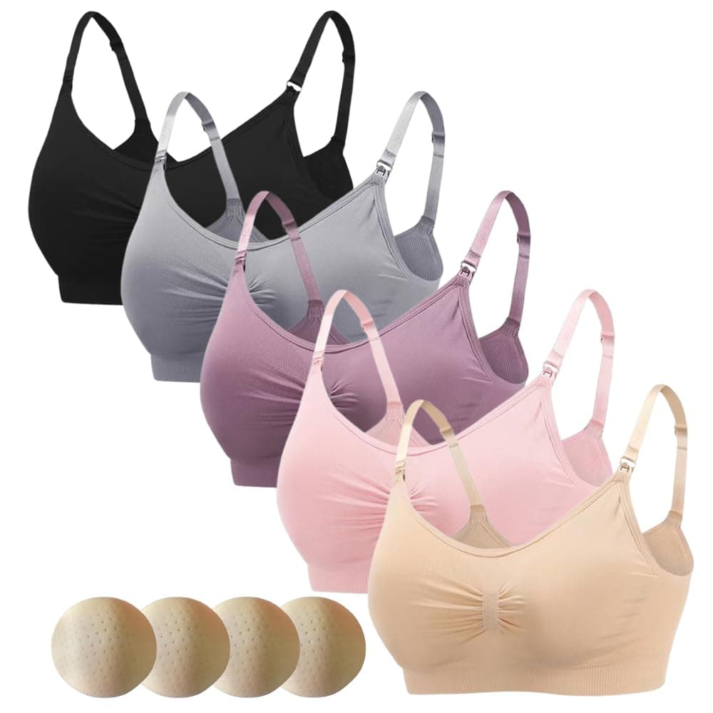 Pack 5 Brasier de Lactancia Materna, Ajustables Sujetadores Lactancia Maternidad - Image 1