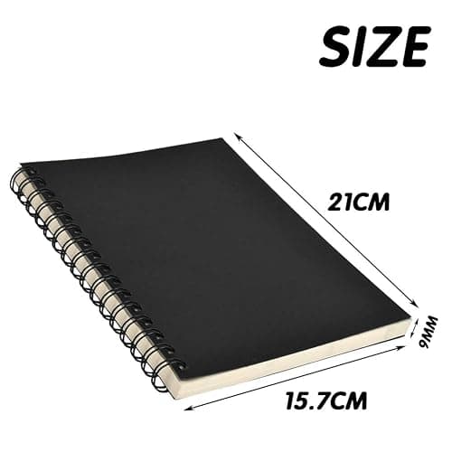 4 Pack A5 Sketchbook, Spiral Cover Blank Page Sketch Book Sketch Pad, Kraft Cover Sketch Drawing Pad Art Book, 50 Sheets Blank Paper Sketch Book for memos, Painting and Graffiti(Black) thumbnail 3