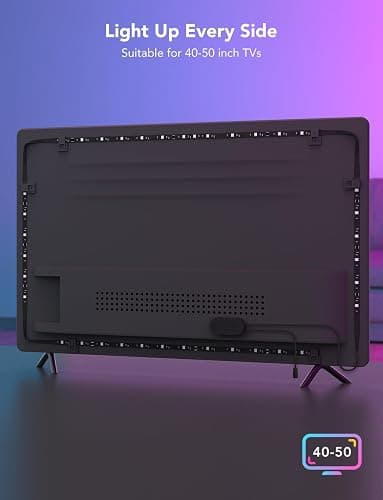 Govee TV LED Backlight Strip, RGBIC Smart LED Backlight for 40-50inch TVs, Music Sync, Wi-Fi Bluetooth & App Control, Works with Alexa & Google Assistant, 77 Scene Modes, Adapter thumbnail 9